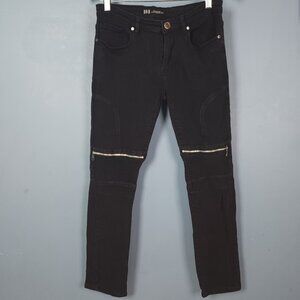ROK Hand Crafted black skinny moto jeans Sz W32L32